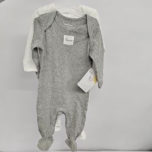 Burt's Bees Baby Gray and White One Piece